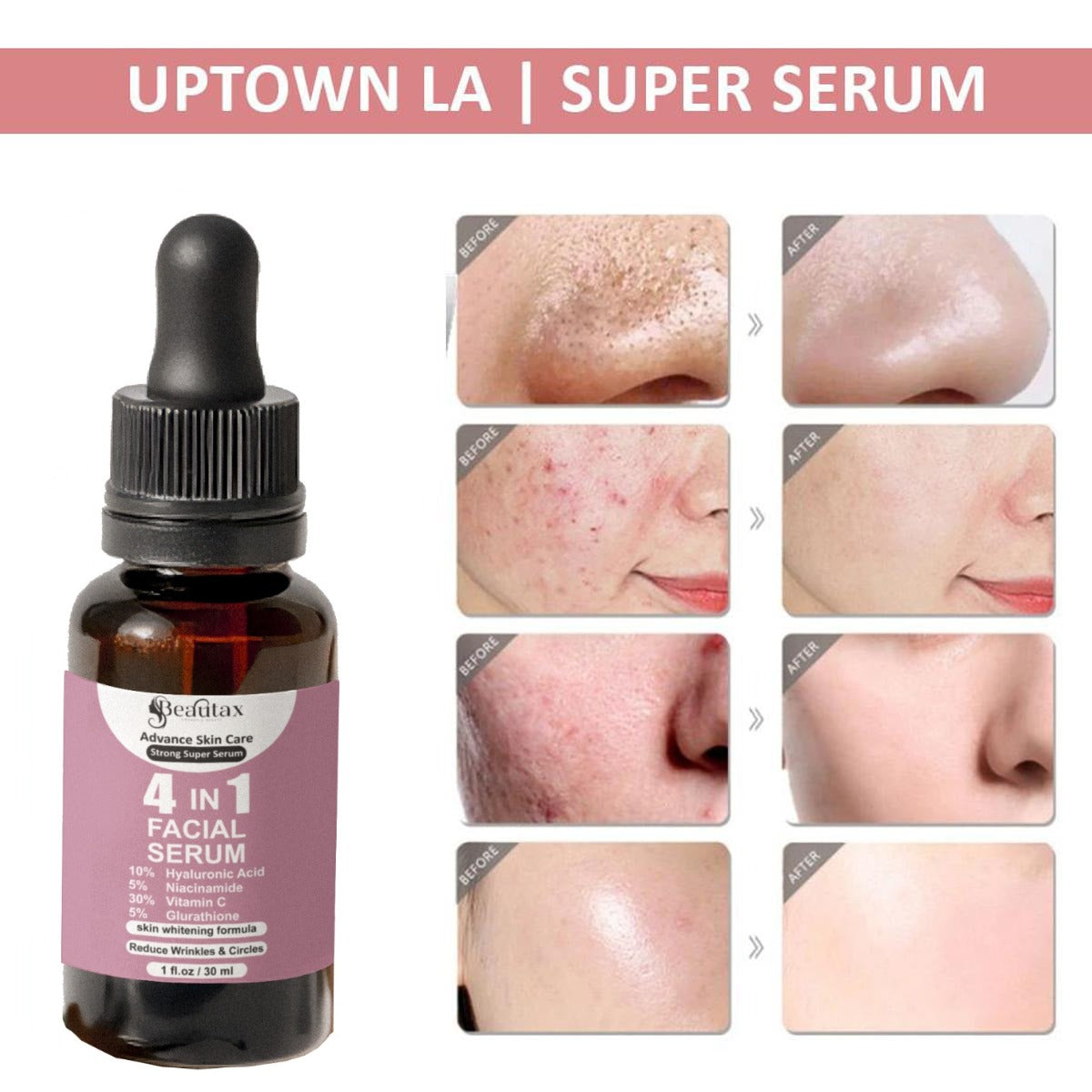 4-in-1 Glowing Serum for Radiant Skin, Hydration, Brightening & Smooth Texture